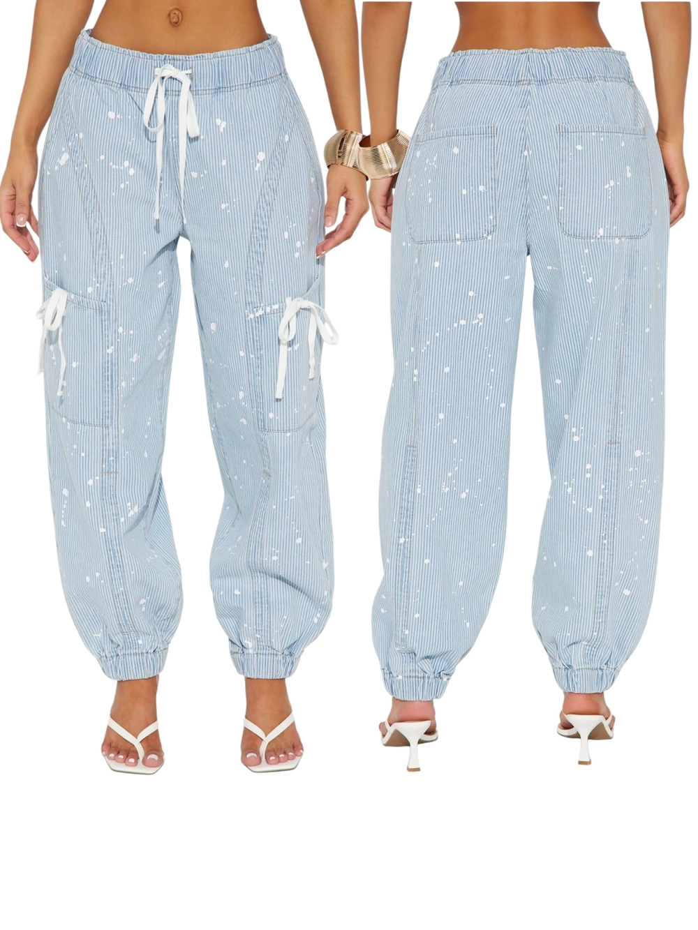 Fashion Nova Verina Non Stretch Stripe Denim Joggers Sz Jr 13 - Picture 2 of 7